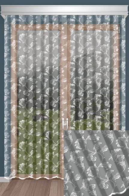  Delikatna elegancka biała wysoka firana żakardowa wysokość 250 cm 