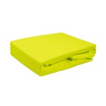 Prześcieradło frotte z gumką w kolorze limonkowym, w rozmiarze 120x200 cm. Produkt leży na płasko, z widoczną teksturą materiału. Idealne do łóżka, zapewniające komfort i estetyczny wygląd.