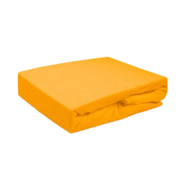  Żółte klasyczne malutkie wygodne gładkie prześcieradło frotte 200x220 cm z gumką 