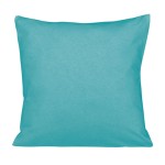 Poszewka jersey 40x40, kolor turkus, leży na jednolitym tle. Materiał jest gładki, prezentuje intensywny turkusowy odcień. Brak widocznych wzorów lub napisów, produkt niezwinięty, bez dodatkowych akcesoriów.