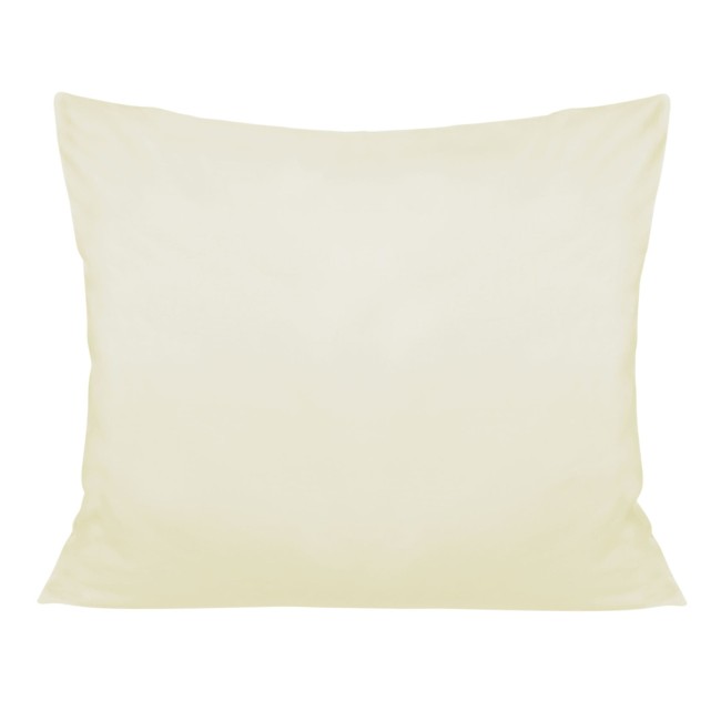 Pościel satyna bawełniana 220x200 w kolorze kremowym, wykonana z gładkiego materiału. Ułożona na płasko, bez wzorów i napisów. Zdjęcie na jednolitym tle, co podkreśla estetykę produktu.