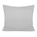 Poduszka w kolorze popielatym, wykonana z bawełnianej satyny, o wymiarach 140x200 cm. Ułożona na białym tle, pokazuje gładką teksturę oraz delikatny połysk materiału, bez widocznych wzorów czy dodatkowych elementów.
