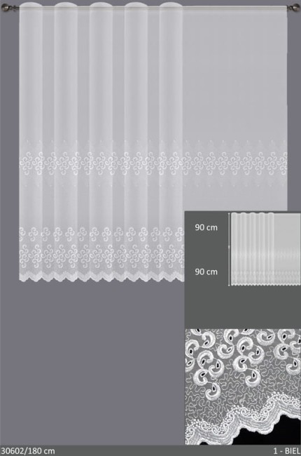  Delikatna elegancka biała firana wysokość 180 cm 