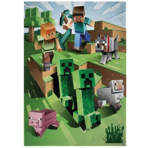 Kocyk dziecięcy 100x150 Minecraft creative, zielony