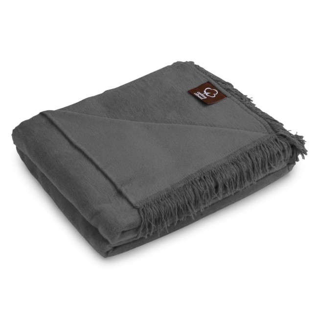  Miękki grafitowy koc bawełniany z frędzlami 150x200 cm produkt polski 