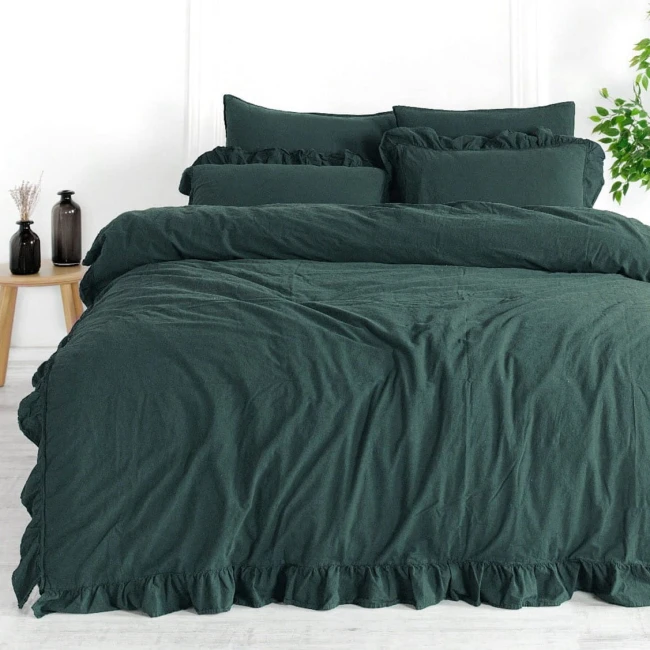 Komplet poszewek bawełnianych 2x40x40 cm Stonewashed Exclusive Dark Green