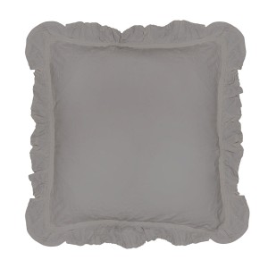 Komplet poszewek bawełnianych z falbanką 2x40x40 cm Stonewashed Exclusive Opal Grey, szara