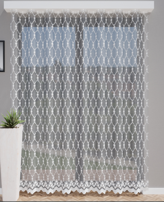  Delikatna biała elegancka długa firana wysokość 280 cm 