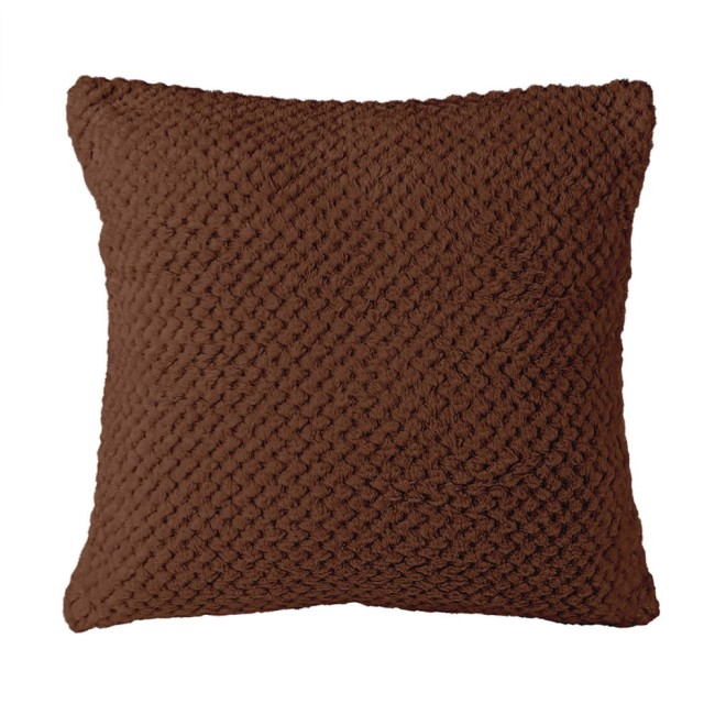  Brązowa, miękka w dotyku, dekoracyjna poszewka żakardowa 40x40 cm 