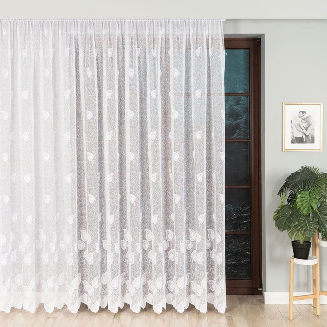  Elegancka żakardowa biała firana ze wzorem wysokość 250 cm 