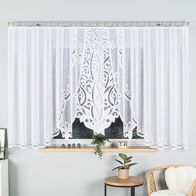  Delikatna żakardowa firanka biała 500x160 cm 