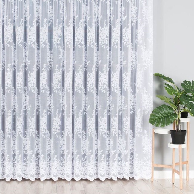  Delikatna żakardowa elegancka biała firanka wysokość 250 cm 