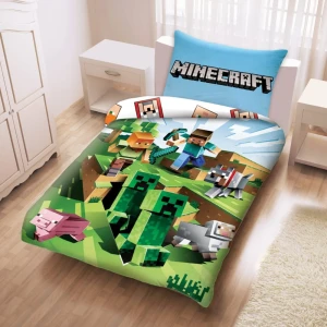 Pościel bawełniana 160x200 Minecraft Creative, zielona