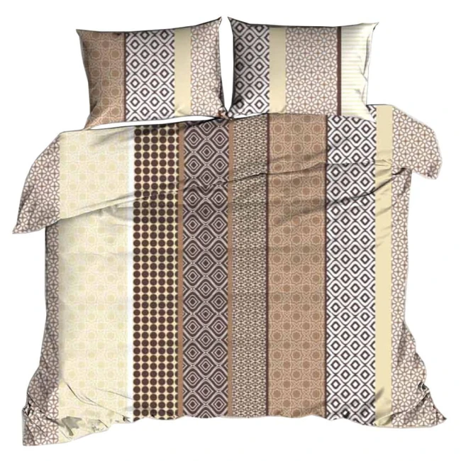  Miękka delikatna bawełniana kremowa pościel w brązowy geometryczny wzór 
