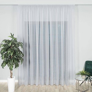 Firana woalowa biała ze srebrnym nadrukiem wysokość 290 cm