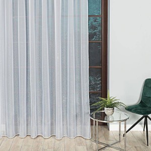 Firana woalowa biała ze srebrnym nadrukiem wysokość 290 cm