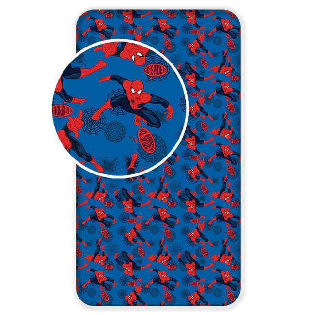  Przyjemne w dotyku, miękkie bawełniane niebieskie prześcieradło 90x200 cm Spiderman 