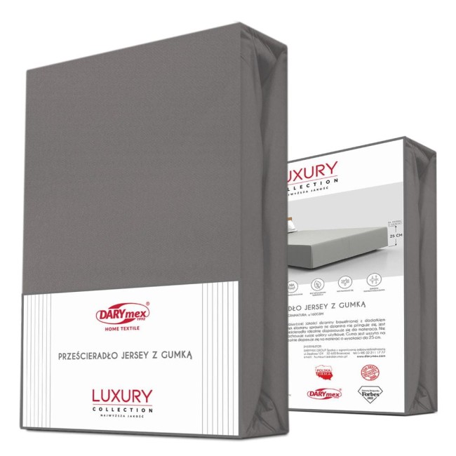  Bardzo wytrzymałe ekskluzywne eleganckie szare prześcieradło jersey 160x200 cm z elastanem z gumką 