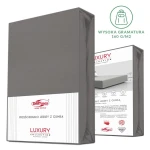 Prześcieradło jersey z elastanem w kolorze antracytowym, rozmiar 160x200 cm, z gumką. Opakowanie z przodu pokazuje widok produktu, z czytelnym napisem „Prześcieradło jersey z gumką” oraz informacją o wysokiej gramaturze 160 g/m².