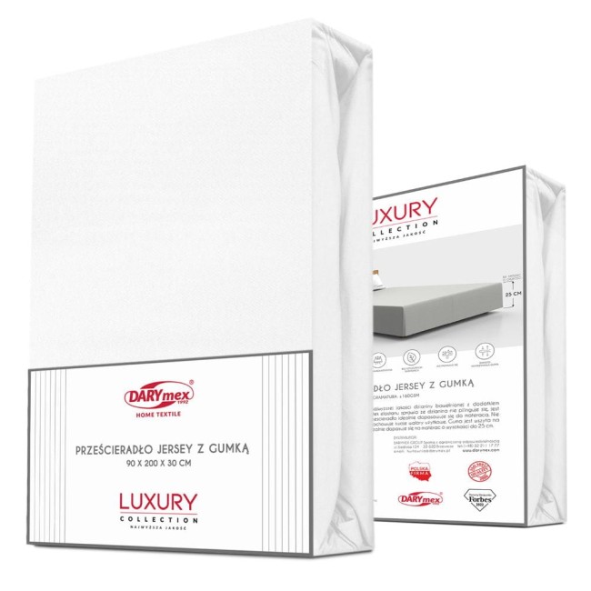  Eleganckie bardzo wytrzymałe ekskluzywne białe prześcieradło jersey 180x200 cm z elastanem z gumką 