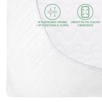 Prześcieradło flanelowe z gumką w kolorze białym, rozmiar 180x200 cm, o gramaturze 160 g/m². Zbliżenie na obszar gumki, która jest gruba i trwała, obszyta po całym obwodzie. Tło białe, produkt leży na płaskiej powierzchni.