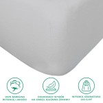 Prześcieradło flanelowe z gumką w kolorze jasno szarym o wymiarach 160x200 cm. Złożone, ukazane z boku, wykonane z 100% bawełny, o gęstości 160 g/m². Widoczne są zakładki na krawędzi oraz faktura materiału, bez dodatkowych napisów.