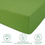 Prześcieradło jersey z gumką 200x220 w kolorze kaktusowym, wykonane z 100% bawełny, z gładką, elastyczną strukturą. Produkt leży poziomo, ukazując jego prostą fakturę oraz gumkę, zapewniającą dopasowanie.