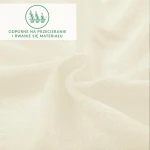 Prześcieradło frotte z gumką w kolorze ecru o rozmiarze 120x200, widoczne w zbliżeniu na miękką, teksturowaną powierzchnię. Tło jednoznaczne, bez dodatkowych elementów. Logo producenta umieszczone w górnej części zdjęcia.