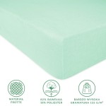 Prześcieradło frotte z gumką w kolorze błękit morski, rozmiar 120x200 cm, leżące na płasko. Materiał z 82% bawełny i 18% poliestru, o wysokiej gramaturze 155 g/m².