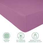 Prześcieradło frotte z gumką w kolorze jasnego fioletu o wymiarach 160x200 cm. Produkt leżący, z widoczną teksturą materiału. Informacje o składzie: 82% bawełna, 18% poliester oraz wysoka gramatura 155 g/m². Pojedynczy element bez dodatkowych akcesoriów.