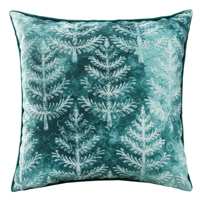  Welwetowa zielona poszewka świąteczna 43x43 cm zimowy las 