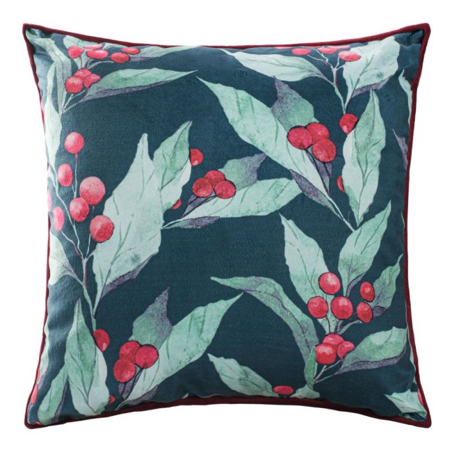  Elegancka welwetowa poszewka 43x43 cm jarzębina 