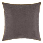 Poszewka dekoracyjna 40x40 cm w szaro-żółtej kolorystyce, z lamówką w odcieniu żółtym. Produkt leży na płaskiej powierzchni, z widoczną matową fakturą materiału. Brak dodatkowych wzorów lub napisów.