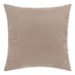Poszewka dekoracyjna 40x40 cm w kolorze ciemno beżowym, gładka, wykonana z miękkiego materiału. Produkt leży płasko, widoczny jest z przodu, ukazując równą, matową teksturę bez dodatkowych wzorów czy napisów.