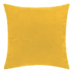 Poszewka dekoracyjna 40x40 cm w intensywnym, gładkim żółtym kolorze, leżąca na białym tle. Produkt wykonany z miękkiego materiału, w prostokątnym kształcie, bez widocznych dekoracji ani napisów. Zamek błyskawiczny znajduje się z boku poszewki.
