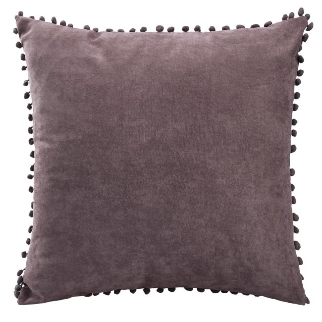  Szara zamszowa poszewka dekoracyjna 45x45 cm z pomponami 
