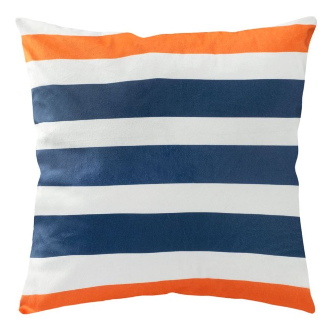  Dekoracyjna welwetowa poszewka w pomarańczowo-niebieskie pasy 43x43 cm 