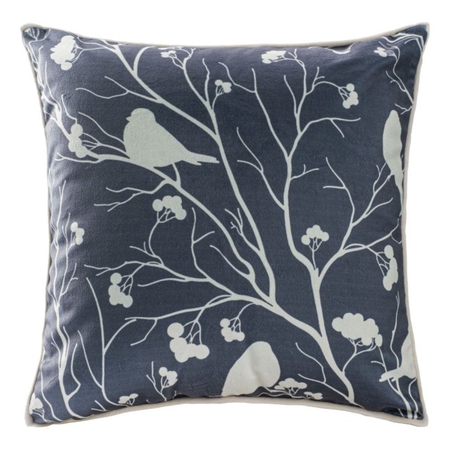  Elegancka granatowa welwetowa świąteczna poszewka 43x43 cm biały ptak 