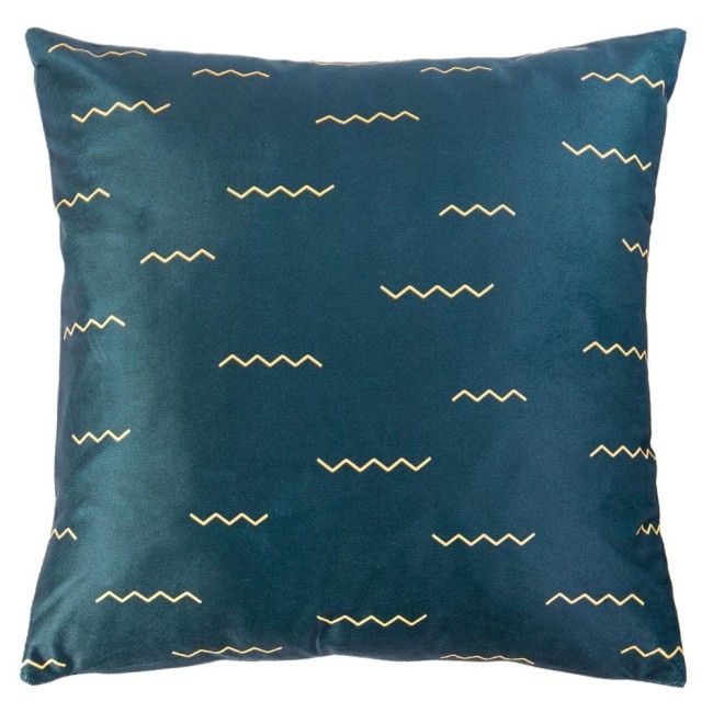  Elegancka, nowoczesna poszewka dekoracyjna 40x40 cm zygzak niebieska i złota 