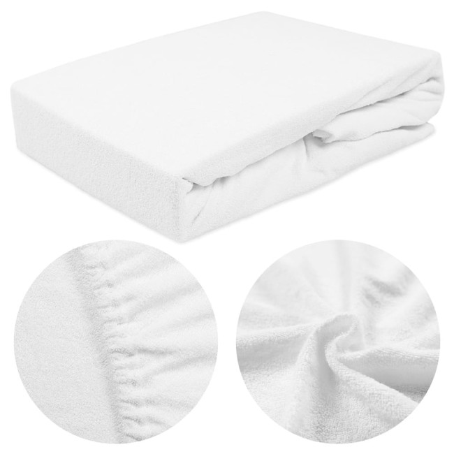  Białe malutkie klasyczne wygodne gładkie prześcieradło frotte 70x140 cm z gumką 