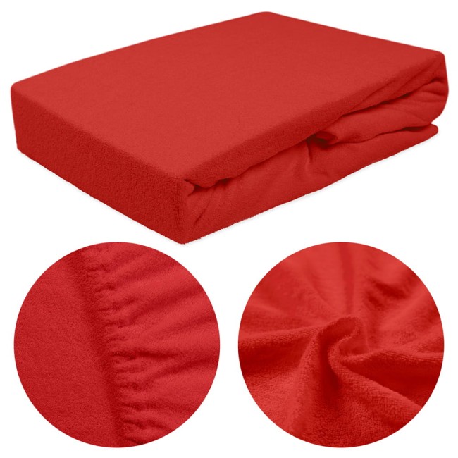  Klasyczne wygodne gładkie czerwone prześcieradło frotte 140x200 cm z gumką 