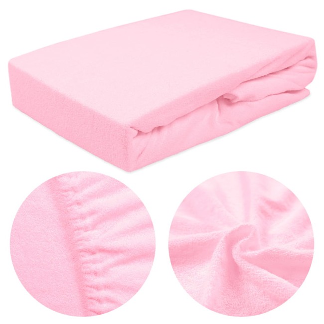  Jasnoróżowe klasyczne malutkie wygodne gładkie prześcieradło frotte 60x120 cm z gumką 