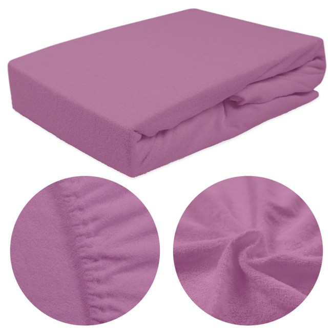  Klasyczne wygodne gładkie jasnofioletowe prześcieradło frotte 120x200 cm z gumką 