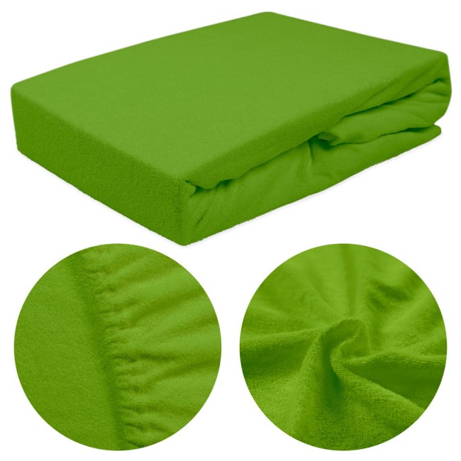  Klasyczne wygodne gładkie zielone prześcieradło frotte 120x200 cm z gumką 