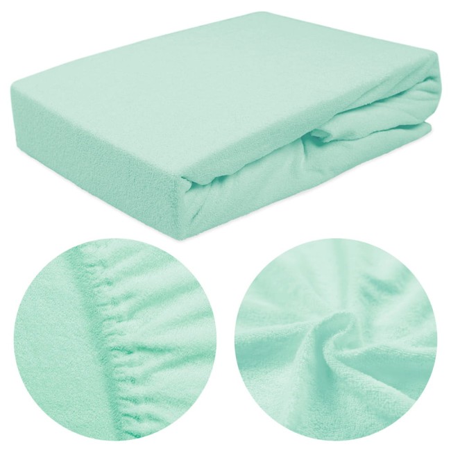  Klasyczne wygodne gładkie niebieskie prześcieradło frotte 120x200 cm z gumką 