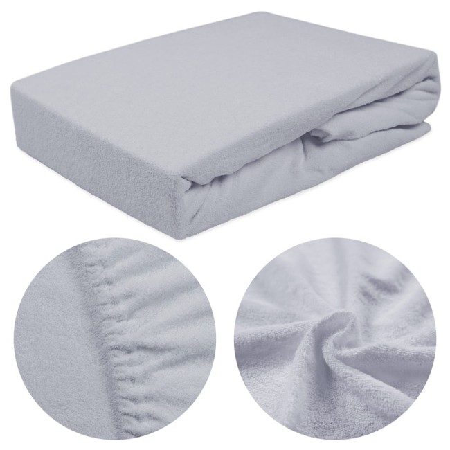  Klasyczne jednobarwne wygodne gładkie popielate prześcieradło frotte 200x220 cm z gumką 