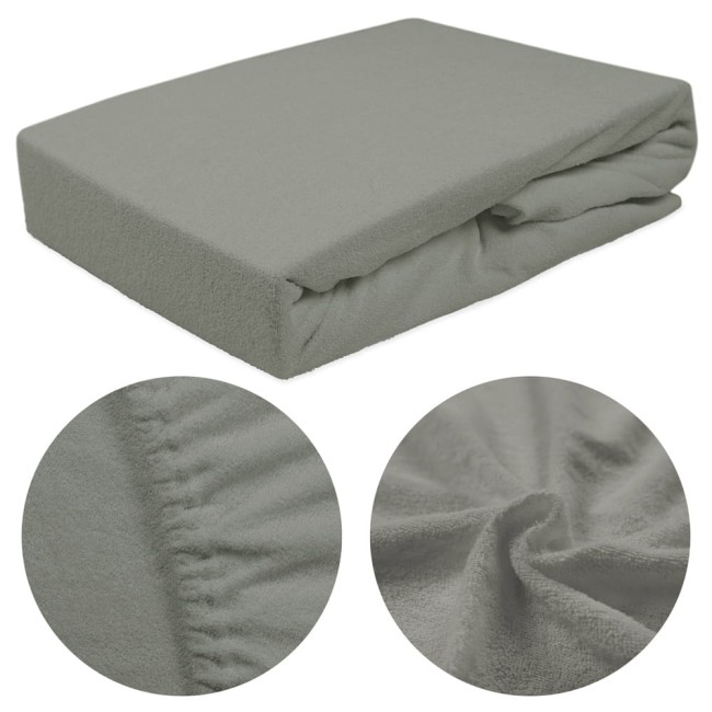  Klasyczne jednobarwne wygodne gładkie szare prześcieradło frotte 200x220 cm z gumką 