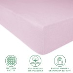 Prześcieradło frotte z gumką w kolorze wrzosowym o wymiarach 40x90 cm, leżące na gładkiej powierzchni. Materiał o wysokiej gramaturze 155 g/m², z widoczną, miękką fakturą. Brak napisów lub logo.
