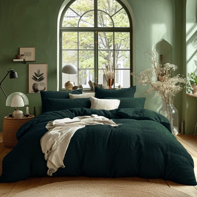  Miękka pościel frotte 160x200 cm w kolorze butelkowej zieleni 