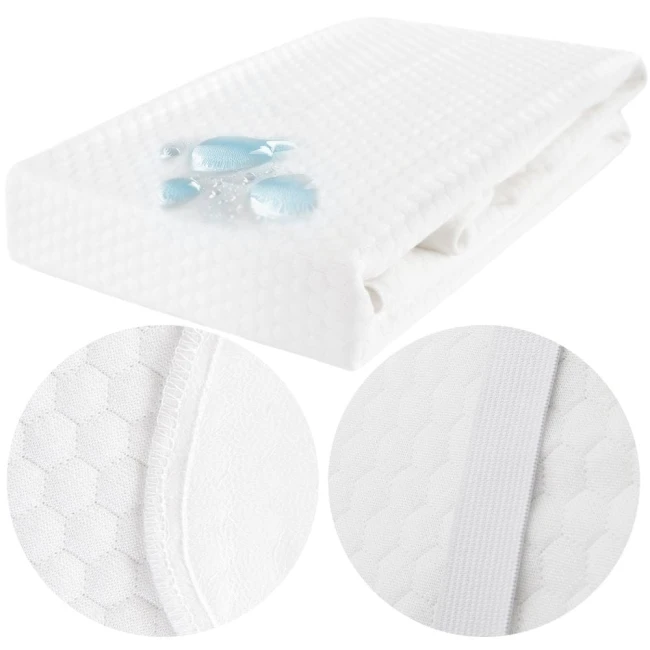  Pikowany biały oddychający wodoodporny ochraniacz na materac 60x120 cm z grubą gumą 